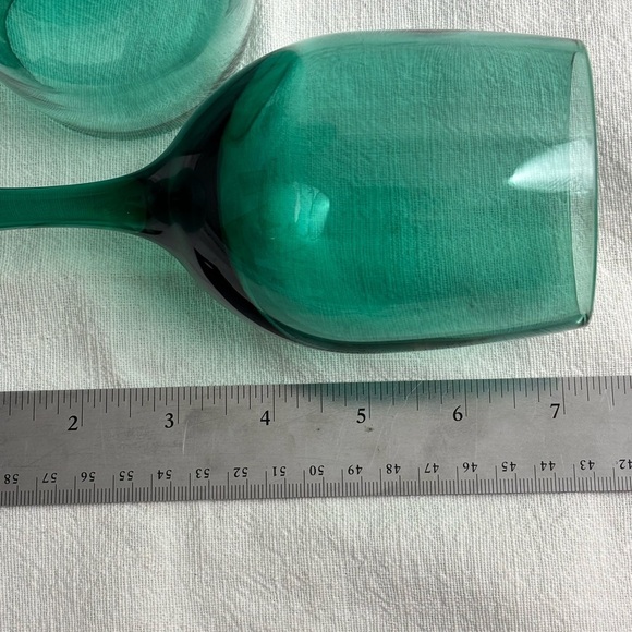 Set of 2 vintage 70s Libbey juniper green wine glasses - Picture 7 of 8
